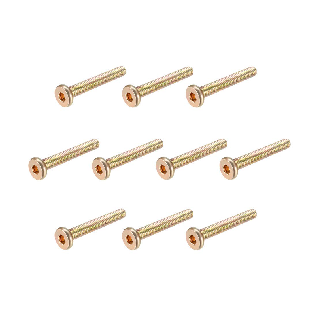 sourcing map M6x40mm Furniture Screw Hex Socket Machine Screws Zinc Plated Fasteners Bolts Full Thread Carbon Steel 20Pcs