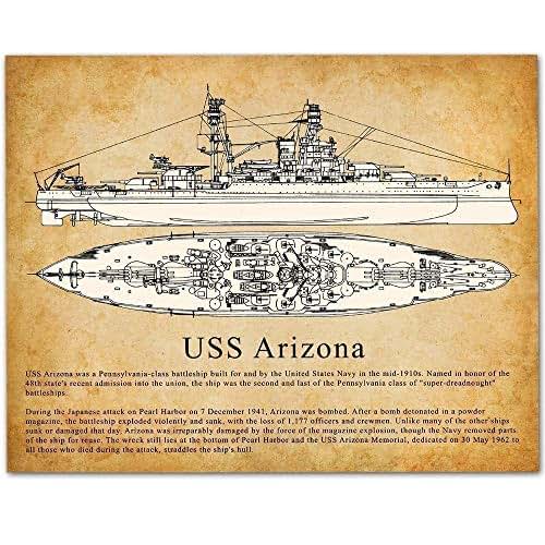 USS BB39 Arizona Battleship 11x14 Unframed Art Print
