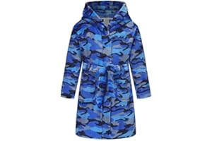 Tunoluker Boys Fleece Robe Sleepwear Hooded Plush Soft Bathrobe for Kids 2-16 Years