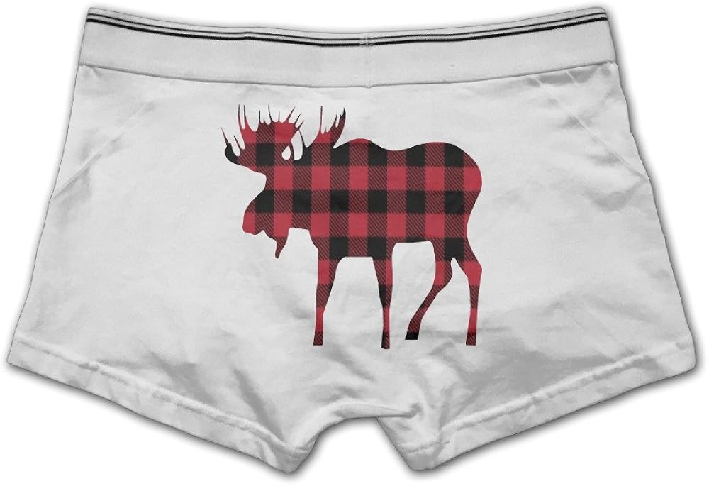 Men's Buffalo Plaid Moose Lumberjack Red Black Boxer Briefs Underwear Clothing