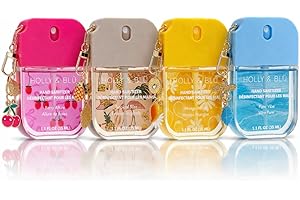 Holly & Blu Hand Sanitizer Spray with Keychain Clip, Travel Size 35 ml, Berry, Tropical, Mango, Fresh, Pack of 4