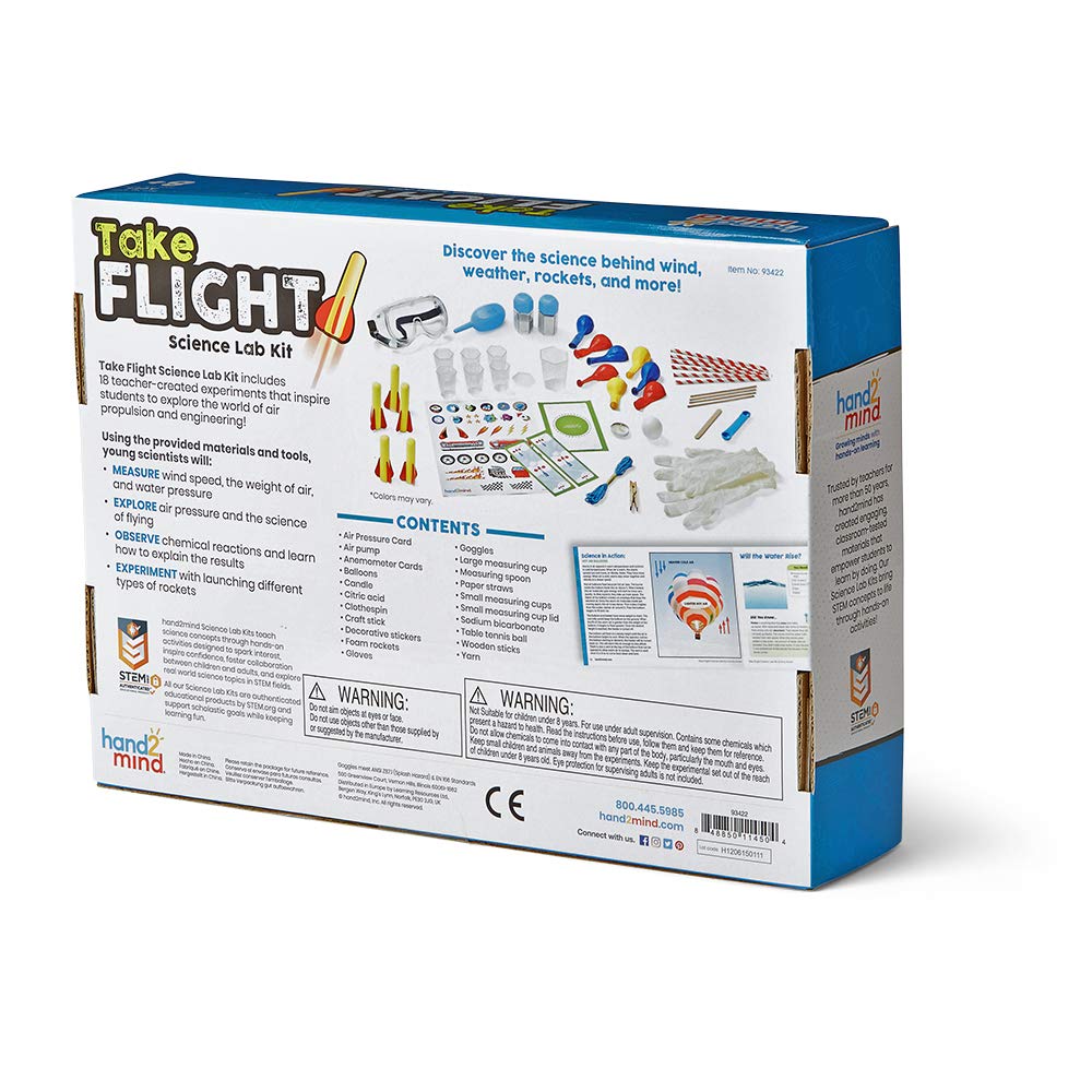 hand2mind Take Flight Science Kit, Toy Rocket Launcher for Kids Ages 8-12, Rocket Kit, Science Kits & Toys, Air Rocket Launcher Kids, 18 Science Experiments, Career & Lab Guide, STEM Toy, Kids Rocket