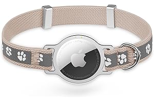 AirTag Cat Collar, Sucegi Reflective Ultra Elastic Cat Tracker Collar with Apple Air Tag Holder, [Lightweight][Scratch Resistant] Stepless Adjustable GPS Pet Collar for Cats Kittens,Khaki