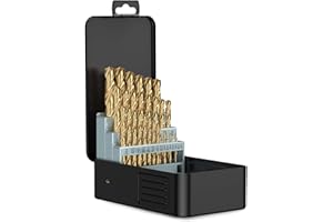 Lichamp 29-Piece HSS Drill Bit Set, High-Speed Steel Drill Bits with Titanium Coating from 1/16" to 1/2" for Metal, Cast Iron and Plastic - Comes with Indexed Steel Case