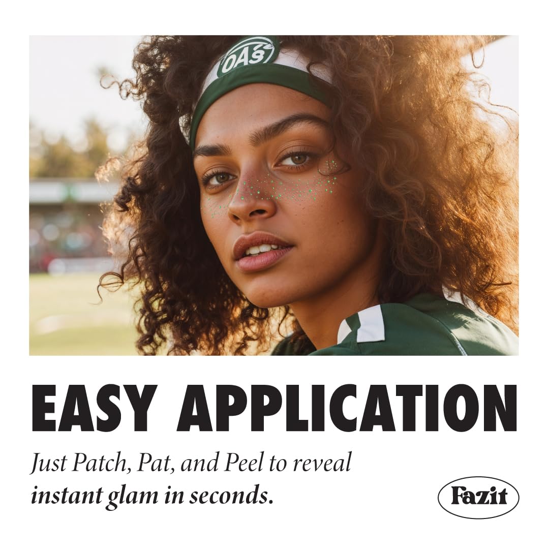 Fazit Makeup Patches - Green Speckles - Glow Up Make-Up Patches - Cute Glitter Makeup Accessories for Women - Cosmetic Glitter for Face