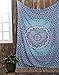 RAJRANG Mandala Tapestry for Bedroom and Living Room Decor Boho Bohemian Wall Hanging Cotton Tapestries (Blue, Ombre, 84x54 Inch, Twin size)