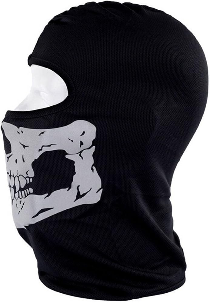 Aikuer Black Balaclava Ghosts Skull Full Face Mask, Windproof Ski Mask Motorcycle Face Masks Tactical Balaclava Hood for Men Women Youth Halloween Cosplay Outdoor Sport Cycling Hiking Skiing : Clothing