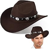 SAFIGLE Western Cowboy Hat for Men and Women Felt Wide Brim Top Hat Classic Western Party Costume Accessory