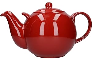 London Pottery 50160 Globe Extra Large Teapot with Strainer, Ceramic, Red, 10 Cup Capacity (3 Litre)