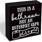 Farmhouse Bathroom Signs, Toilet Humor Decor, Bathroom Rules Sign, Home Bathrooms Decor for Tabletop, Farmhouse Shelf Decoration, This is A Bathrooms Not An Internet Cafe Signs, Measure 5.1x5.1 inches