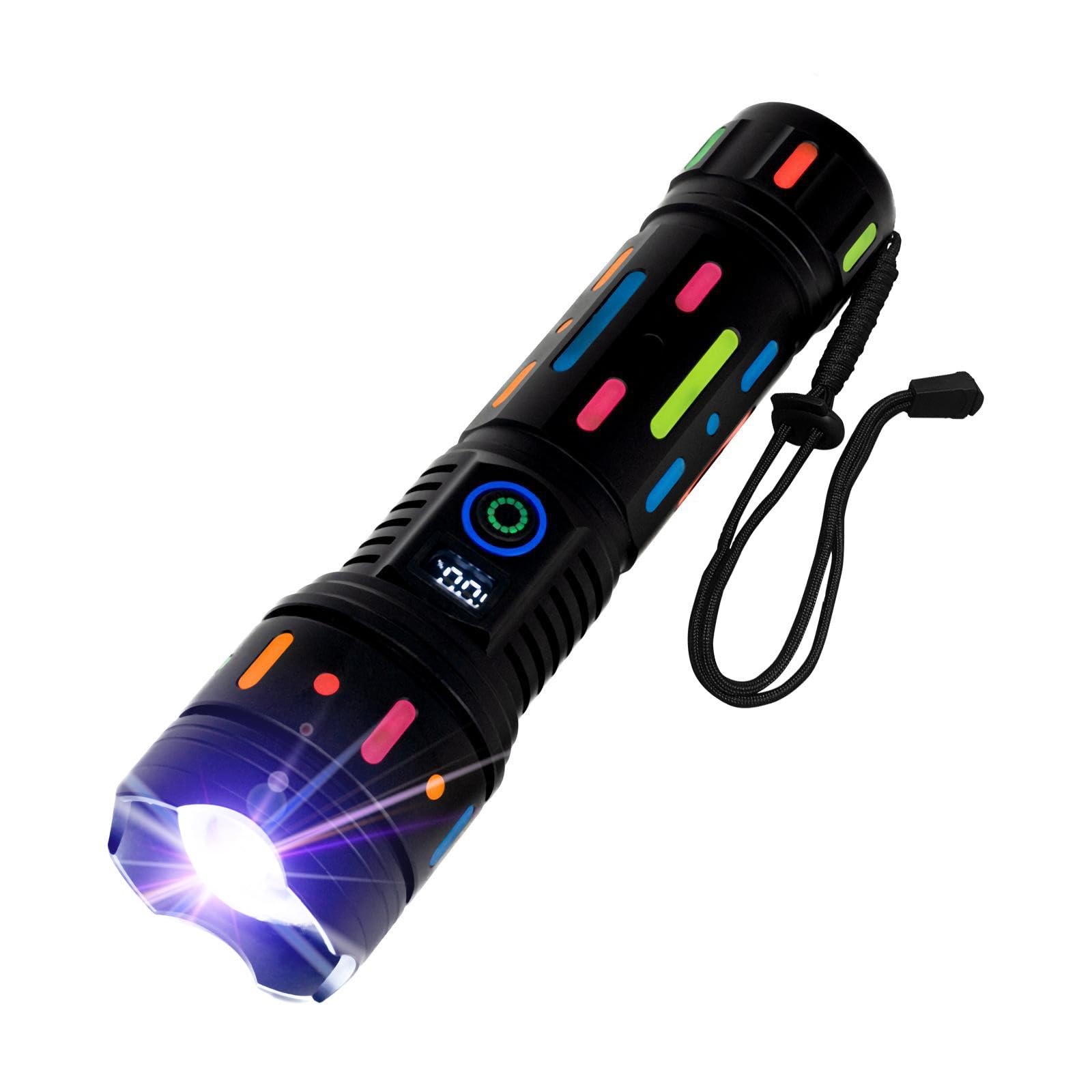 Luxchis® LED Torch, Super Bright Rechargeable Flashlight, 20000 Lumens, Waterproof Tactical Torch with 5 Modes & Zoom, Type-C Fast Charging, 10000mAh Battery, Long-Range Light for Camping,& Emergency