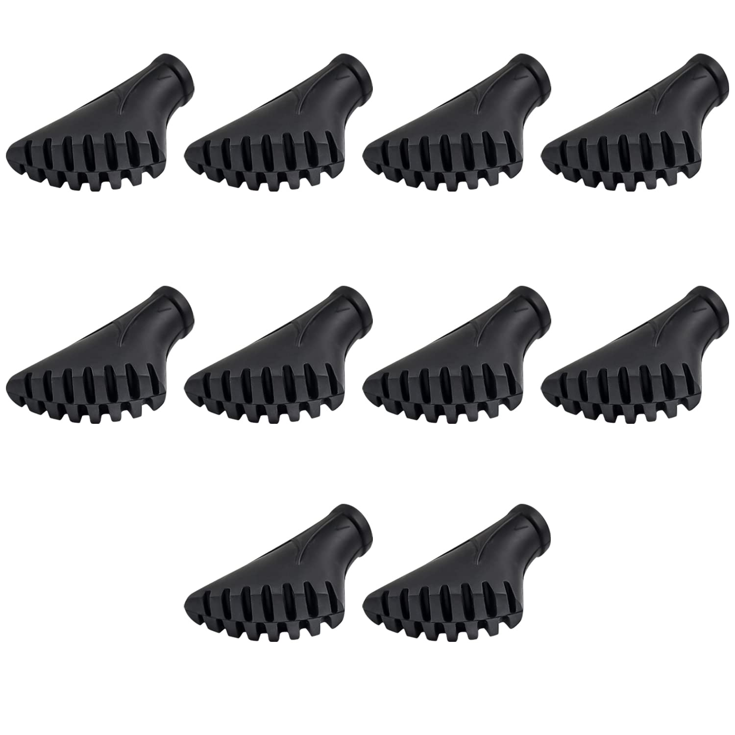 CRESTGOLF 10 PCS Nordic Walking Stick Caps for Asphalt Trekking Poles, Black