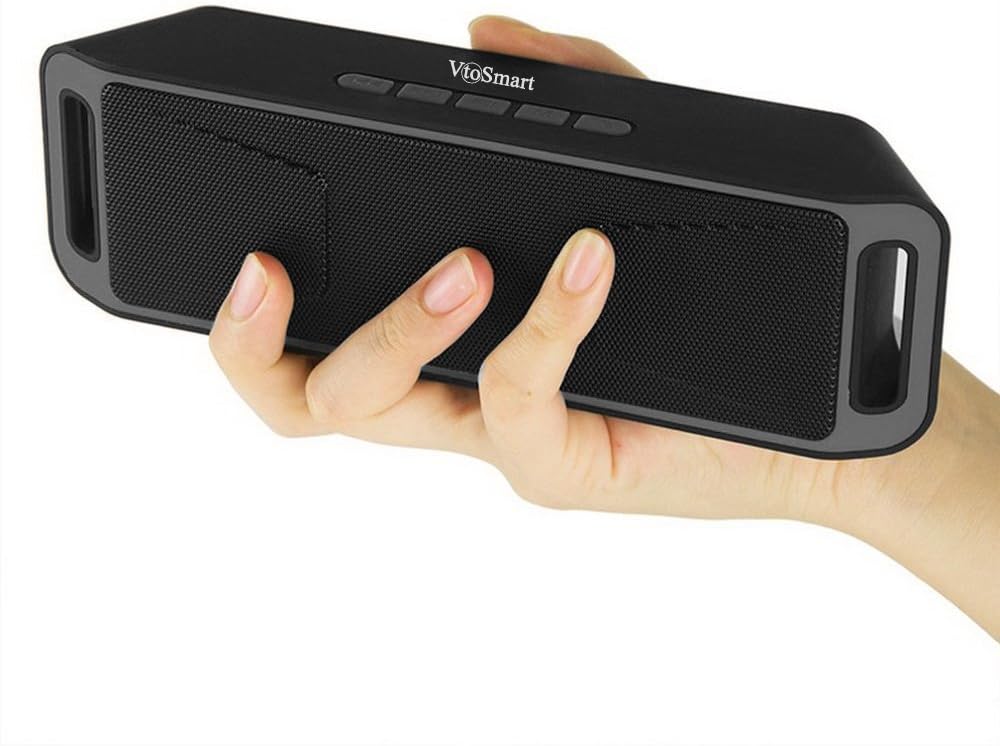 VtoSmart Stereo Waterproof Outdoor Portable Bluetooth Wireless Speaker,Louder Dual-Driver and Built-in Microphone Hands Free for iPhone iPad Samsung Nexus HTC Laptops and More...(Gray)