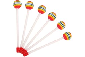 Zerodeko 6pcs Rainbow Lollipop Plastic Drum Sticks Lightweight Percussion Mallets for Boys Musical