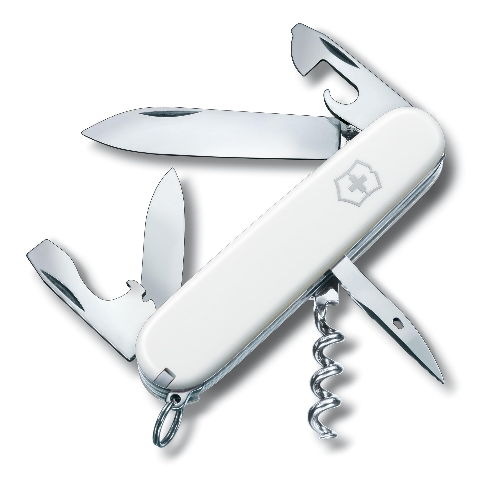 Victorinox Spartan Swiss Army Knife, Camping Pocket Knives, Medium, Multi Tool, 12 Functions, Blade, Bottle Opener, White