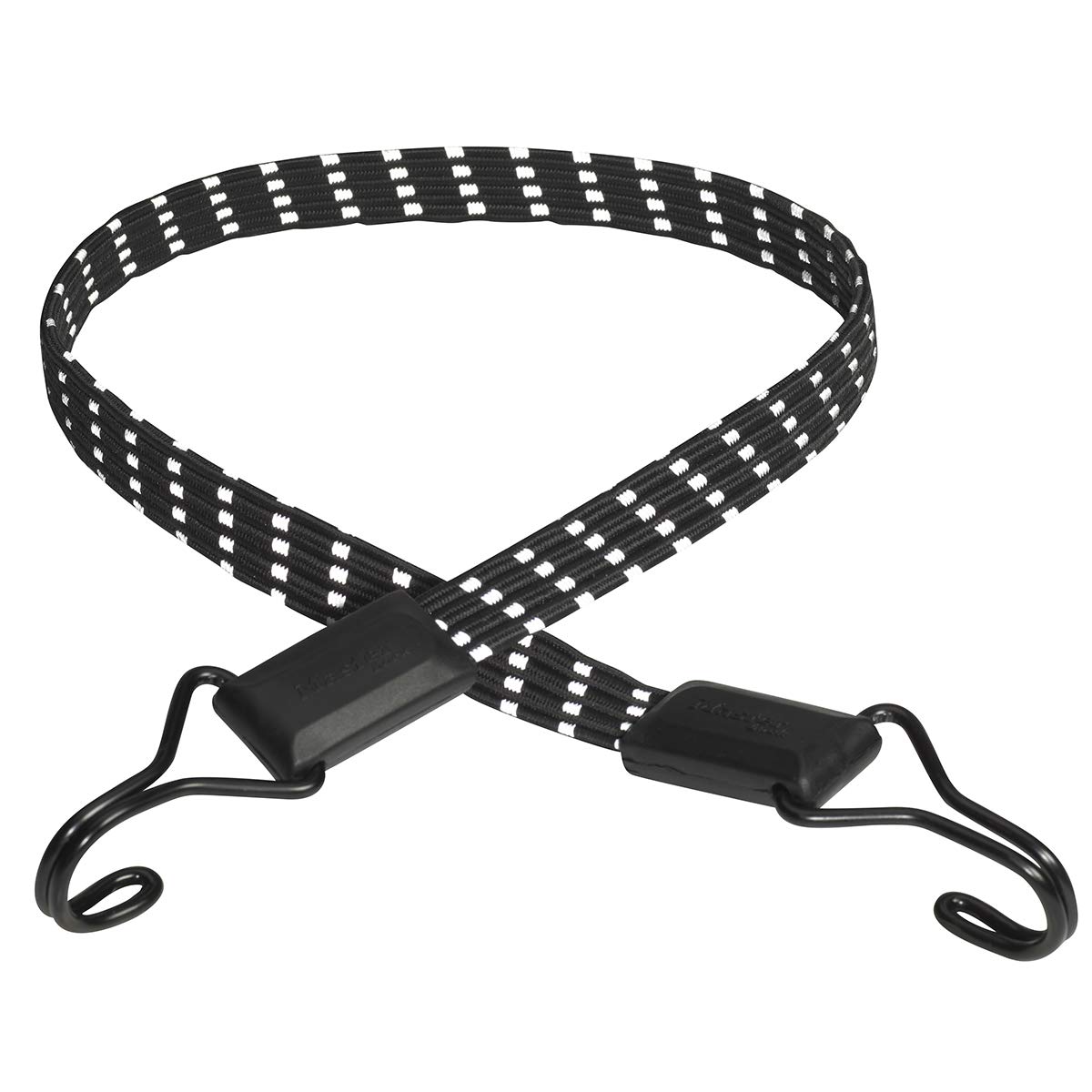 MASTER LOCK Flat Bungee with Hooks [80 cm Bungee Cord] [Reflective Bungee] [Double Reverse Hook] 3229EURDAT - Ideal for Transporting, Packing and Securing Loads