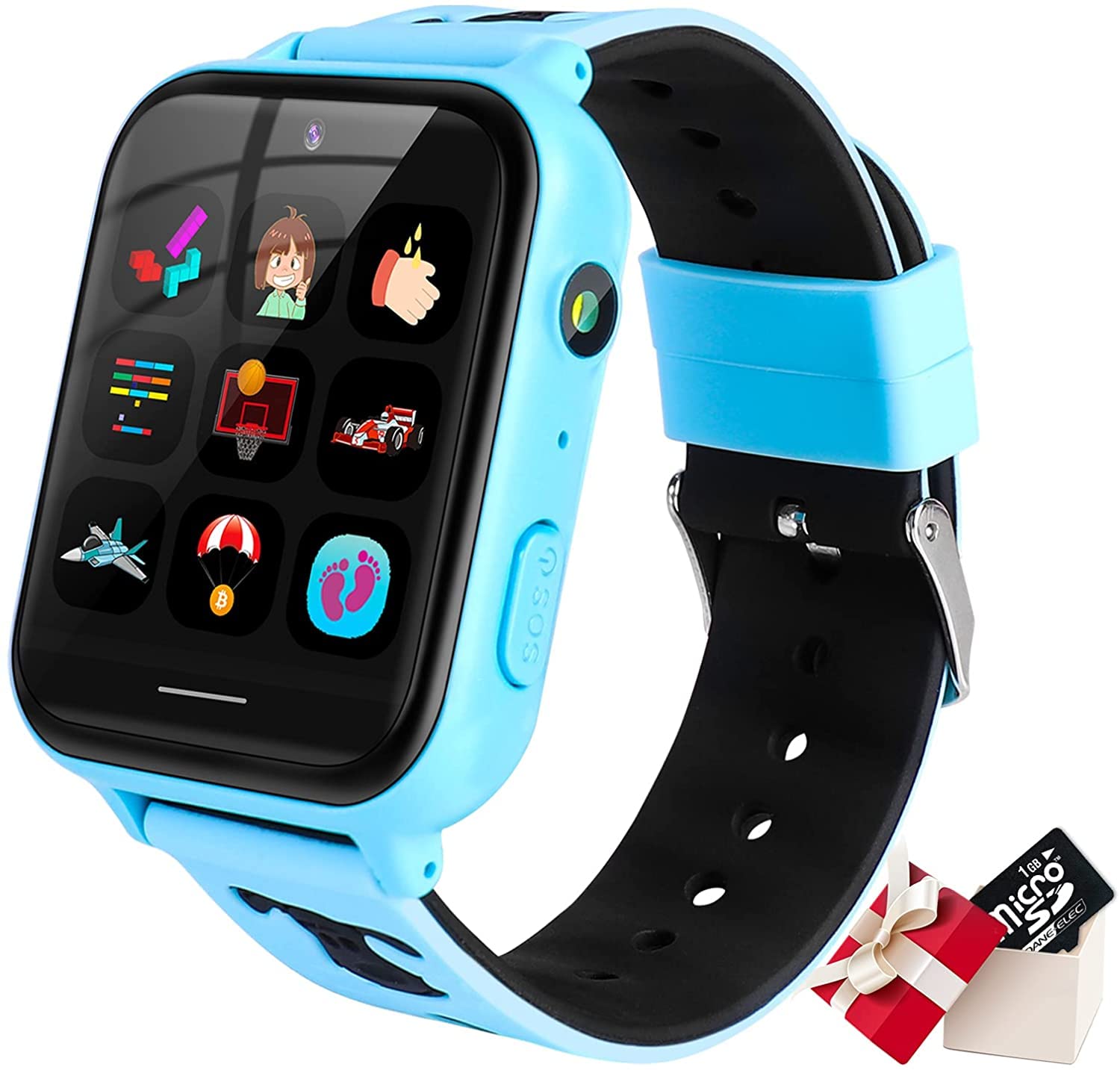 Kids Smart Watch Phone, Music Player Smartwatch with Games Cell Phone SOS Video Calculator Touch Screen (Build-in 1GB SD Card) Sport Wrist Watch for 3-12 Years Kids Boys Girls Gifts (Blue)