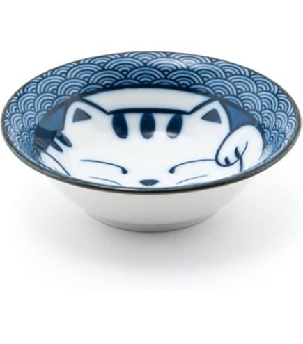 Amazon.com | Needzo Japanese Blue Lucky Cat Design Plate, 4