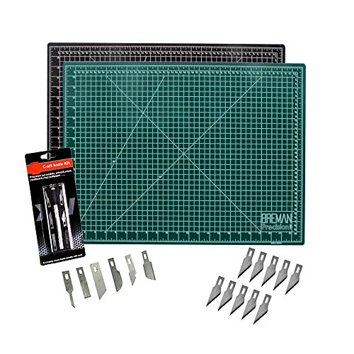 Cutting Mat & Craft Knife Set - Deluxe Package With Premium 18x24 Self Healing Cutting Mat Precision 7 Piece Craft Hobby Knife Set & 10 Replaceable Craft Blades Perfect for Arts and Crafts of All Kind