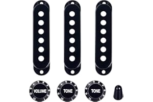 Banworks 50/50/52mm SSS Single Coil Pickup Covers 18-Spline 2T1V Guitar Control Knobs 3 Way 5way Guitar Toggle Switch Tip Set for Squier Stratocaster Strat ST Electric Guitars JT/XNTZ-01