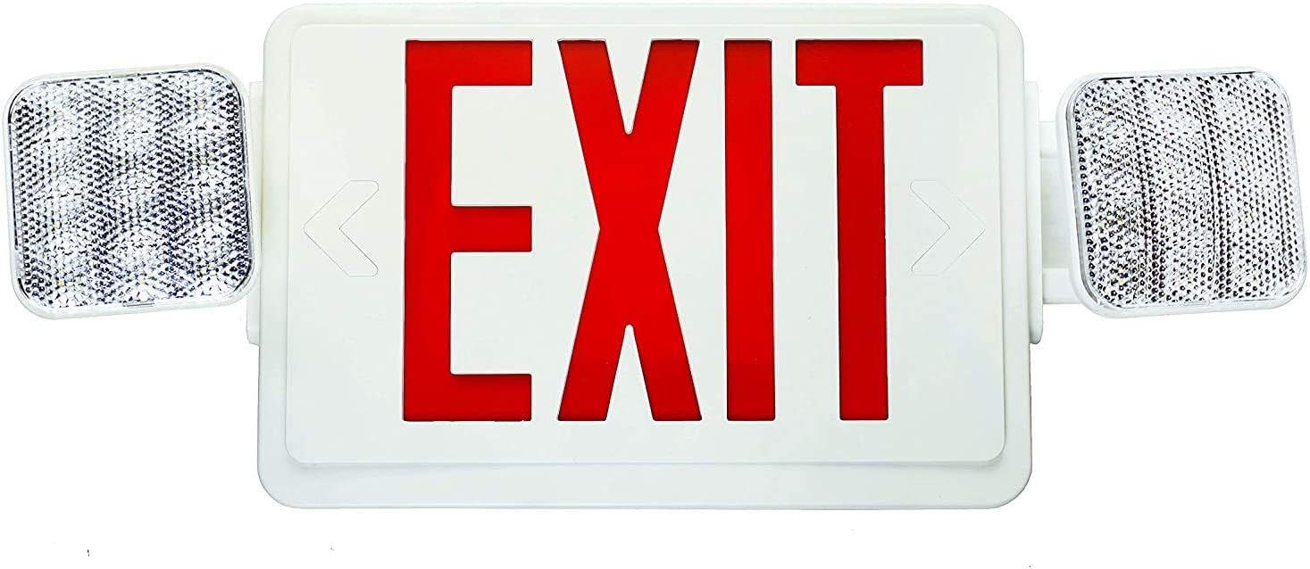 Double Sided LED Emergency EXIT Sign, Remote Capable, Two LED Flood