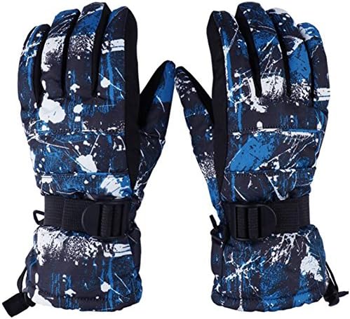 Winter Ski Gloves,Fixti - 22°F Cold Waterproof Outdoor Sports Winter Warmer Snowbord Gloves For Womens, Mens, Goys, Girls(M,Blue and Black )