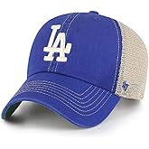 47 MLB Trawler Primary Logo Team Color Mesh Trucker Clean Up Adjustable Hat, Adult One Size Fits All - Los Angeles Dodgers Blue