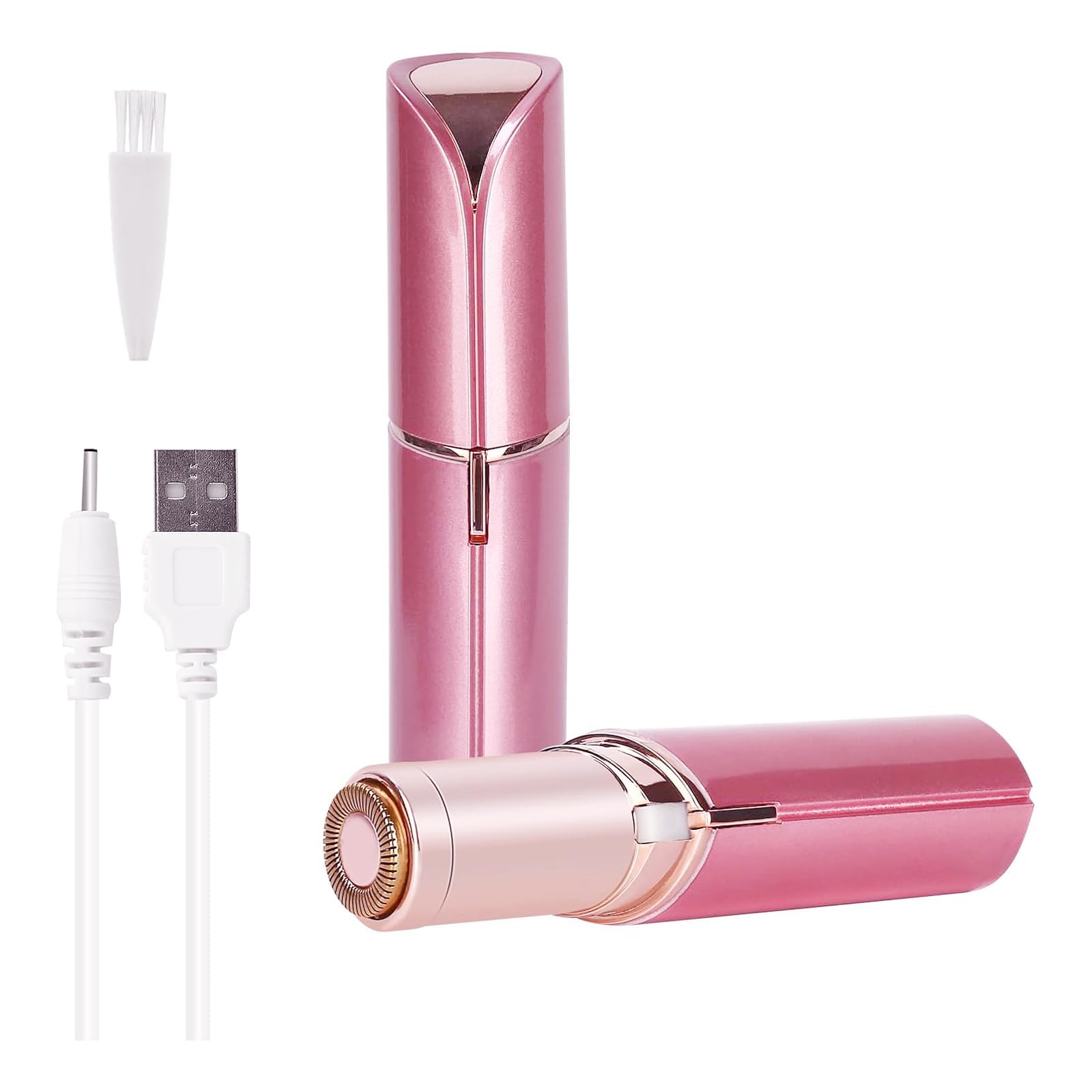 Facial Hair Remover for Women, USB Rechargeable Face Hair Removal Lady Shaver Eyebrow Trimmer Mini Portable Hair Removal Device for Face Hair, Upper Lips, Peach Fuzz, Bikini Body