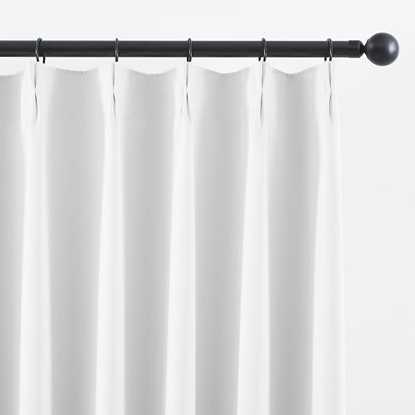 KANGBANG WHITE PINCH PLEAT CURTAINS 96 INCHES LONG FOR LIVING ROOM, LIGHT BLOCKING THERMAL SOLID PLEATED CURTAIN PANELS WITH HOOKS FOR BABY’S CRIB DORM, SOFT & VERTICAL HOME DECOR, W40XL96,2 PCS