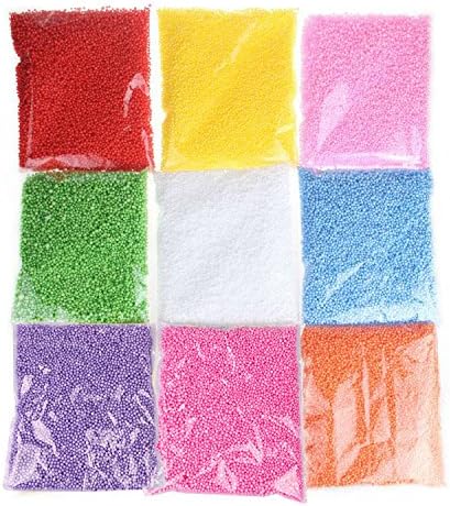 9 Packs 9 Colors 0.08-0.15 Inch Polystyrene Styrofoam Beads for Slime Art DIY