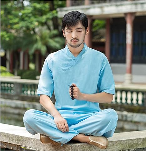 Amazon Co Jp ヨガ服フィットネスメンズスーツゆるい瞑想太極拳服メンズスポーツ瞑想瞑想服 Bluexxl ホーム キッチン