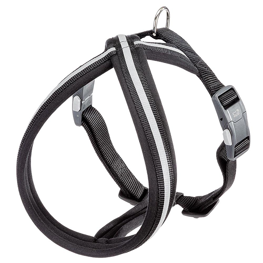 Ferplast Dog Harness DAYTONA CROSS, Medium/Large Size Nylon Dog Harness, Padded, Reflective and Adjustable. With Magnetic Buckle. Black