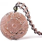 Natural obsidian dragon phenix YingYang Amulet pendant bead necklace with bead for women or men