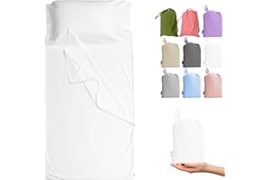 Cozysilk Brand - GANNAFEE Cotton Sleeping Bag Liner with Zipper - 100% Cotton Travel Sheet Sleep Sack Adult - Travel Sleeping Bag for Hotels Camping Hiking