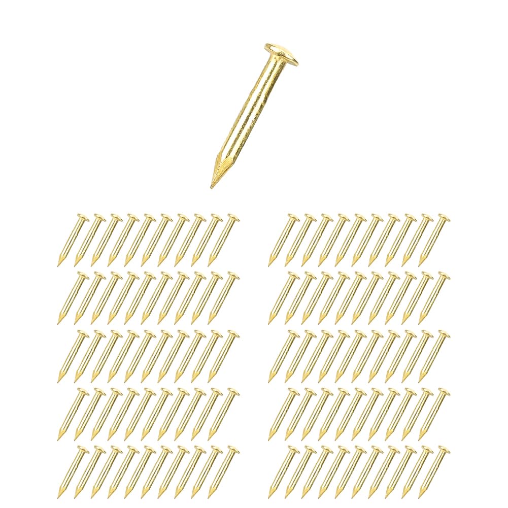 Joyzan 100pcs Upholstery Tacks, Brass Round Head Nail Small Tack Gold Panel Pins Model Making 10mm 15mm 18mm 22mm Assortment Nails for Wood Wall DIY Crafts Home Decor Woodwork Furniture Accessories