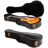 Crocodile Pattern Leather Ukulele Case, 26 Inch Bulge Surface with Plush Interior for Tenor Ukulele (Black)
