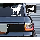 Printbeat Golden Retriever Dog Dad Vinyl Decals Stickers for Cars, Vans, Trucks, and Laptops (White 5x5
