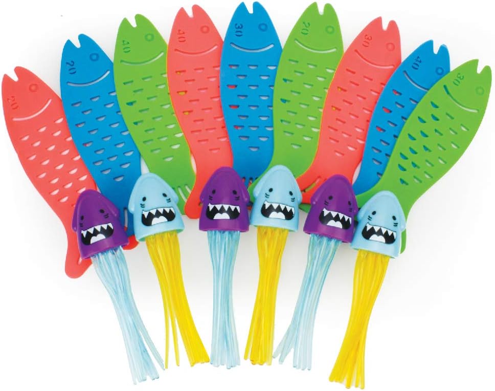 Boley Aquanaut 15-Piece Sinking Fish and Squid Dive Underwater Swimming Pool Colorful Toy Set - Great as Party Favor Gifts for Boys and Girls at Swim Parties!