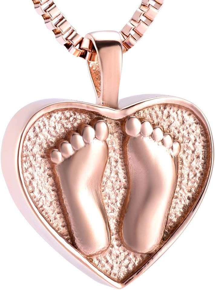 XSMZB Always In My Heart Baby Feet Ashes Keepsake Urn Pendant Necklace Cremation Urns Memorial Jewelry