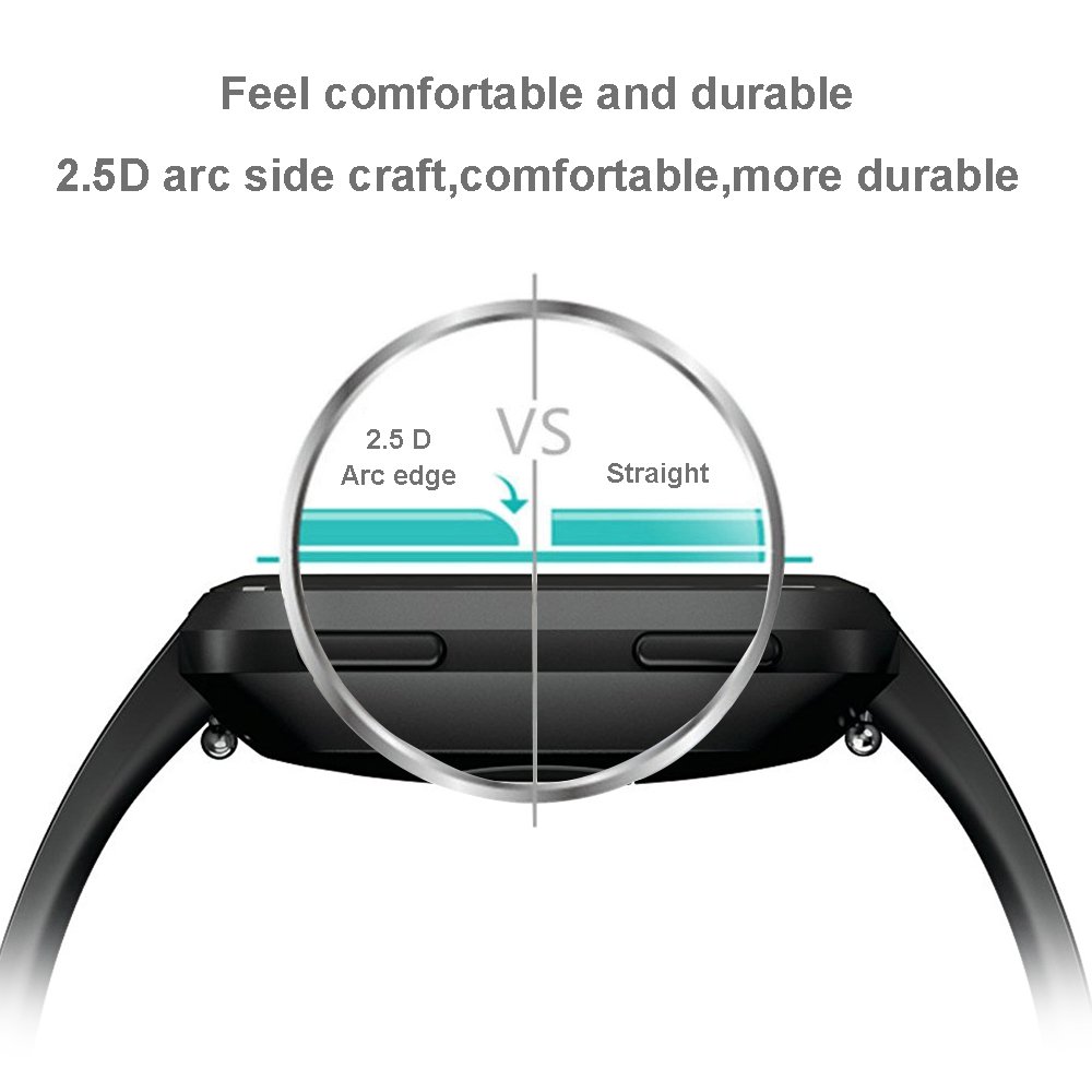 Fitbit Versa Tempered Glass Screen Protector, XBRN 2.5D Round Edge 9H Hardness HD Clear Bubbles-Free Screen Shield for Fitbit Versa Smart Watch (3 Packs)
