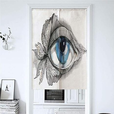 Amazon のれん 発注 85x1cm 半遮光 おしゃれ 天然素材 動物 蝶まつげ絵画スタイル夢のような女性の外観と抽象的な人間の目 おしゃれ 暖簾 目隠し 部屋間仕切り リビング 透け感 素敵なのれん のれん 防災 のれん 地蔵 のれん オンライン通販