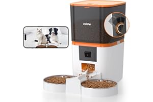 ROILPET Automatic Cat Feeder with Adjustable Camera for 2 Cats, 5G WiFi 6L Smart Cat Food Dispenser, 1080P HD Video with Night Vision, Pet Feeder with 2-Way Audio for Cats&Dogs, Food Blockage & Motion Alerts