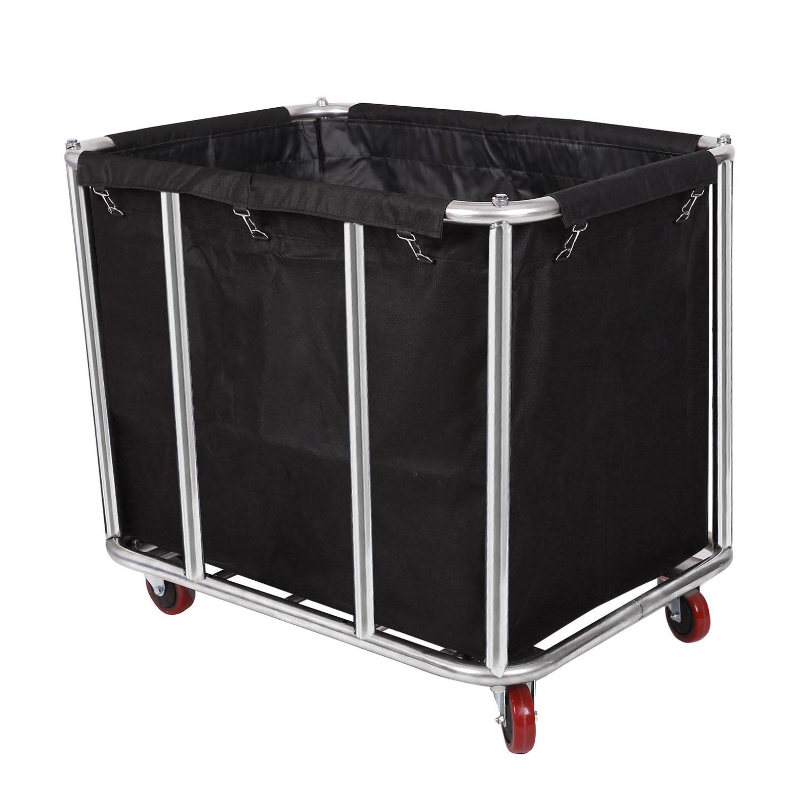Photo 1 of 12 Bushels Laundry Cart Commercial/Home,Heavy Duty Large Stainless Steel Rolling Laundry Basket with Wheels?for Laundry Organizer and Storage,260LBS Load (12 Bushels - Black - 8 Tubes)