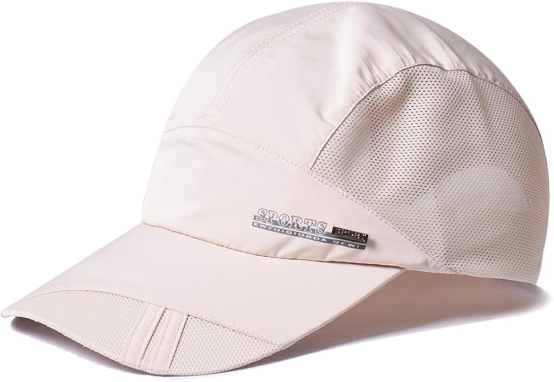 KXF Trucker Cap Quick Dry Half Mesh Baseball Hat Outdoor Sports Running Cap Beige, M-XL