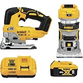 DEWALT 20V MAX Router Tool and Jig Saw, Cordless Woodworking 2-Tool Set with Battery and Charger (DCK201P1)