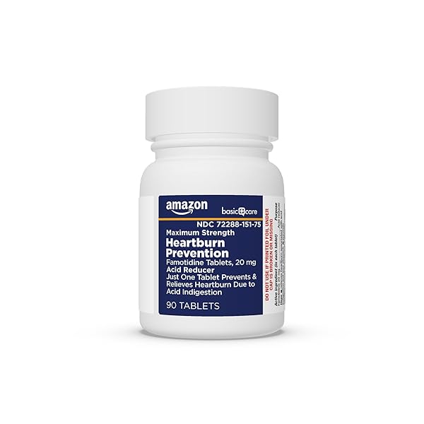 AMAZON BASIC CARE MAXIMUM STRENGTH FAMOTIDINE 20MG TABLETS, 90 COUNT, HEARTBURN PREVENTION