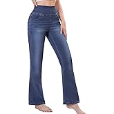 Chasehot Pull on Flare Jeans for Women, Trendy Stretchy High Waisted Bell Bottom Skinny Boot Cut Jeans Legging for Women