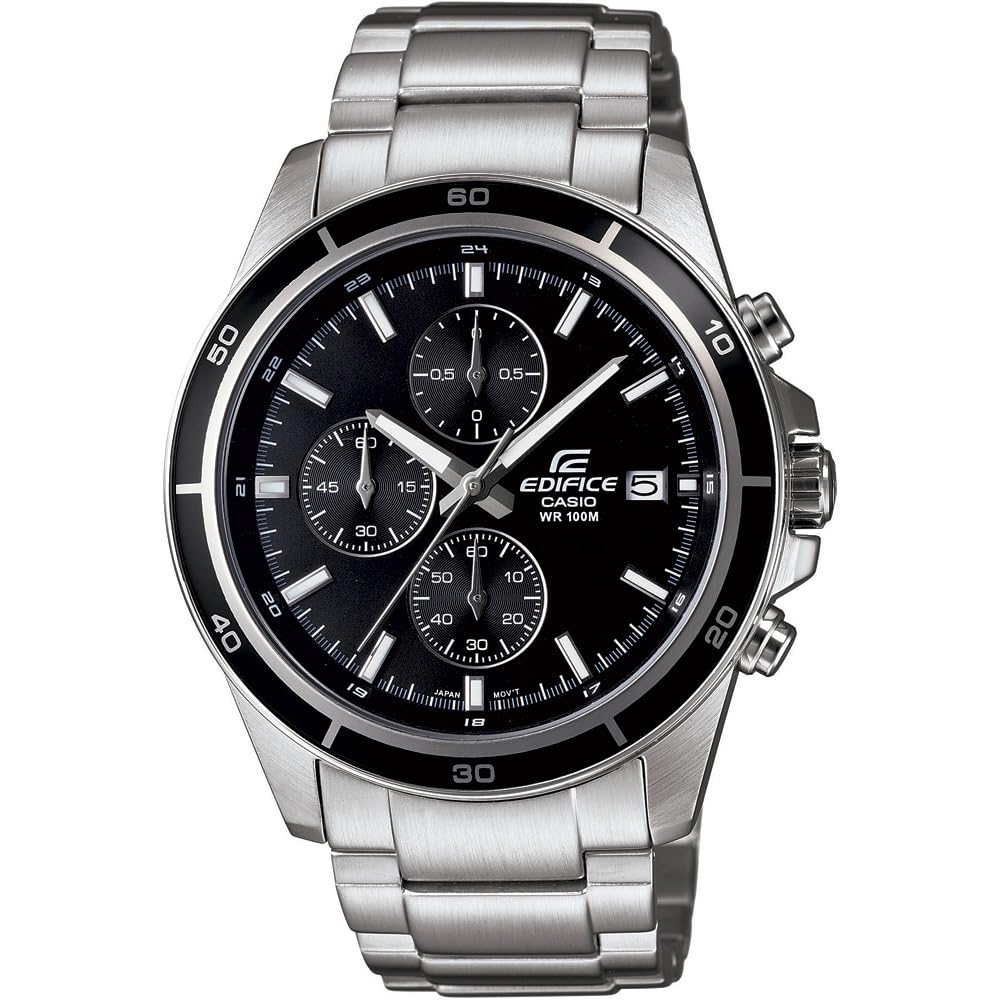Edifice Men's Quartz Watch with Black Dial Analogue Display and Silver Stainless Steel Bracelet EFR-526D-1AVUEF
