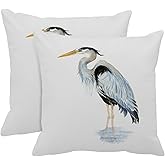 Emvency Throw Pillow Cover Fishing Original Watercolor Great Blue Heron Wildlife Decorative Pillow Case Home Decor Square 20 x 20 Inch Pillowcase