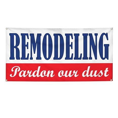 Amazon Com Vinyl Banner Sign Remodeling Pardon Our Dust Business